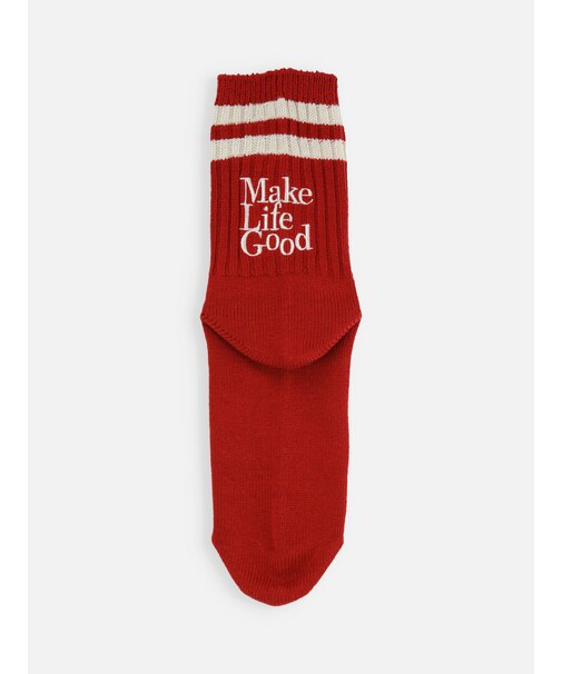 2本ラインデカロゴ刺繍ショートソックス