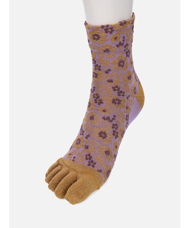 ラメフラワーフロート五本指ショートソックス