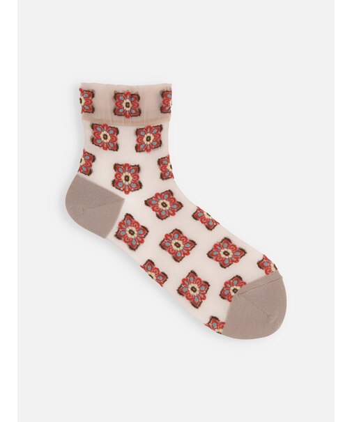 チュールタイル柄ショートソックス