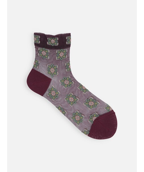 チュールタイル柄ショートソックス