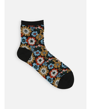 ガーゼ調エスニックフラワーショートソックス