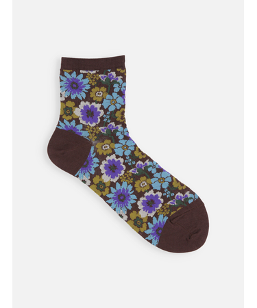 ガーゼ調エスニックフラワーショートソックス