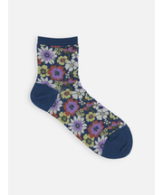 ガーゼ調エスニックフラワーショートソックス