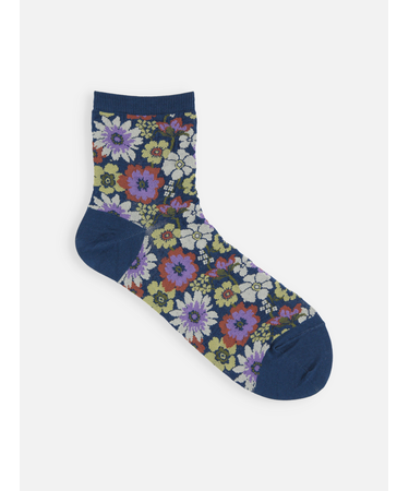 ガーゼ調エスニックフラワーショートソックス