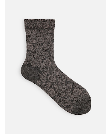 極細ラメクラシック花柄ソックス