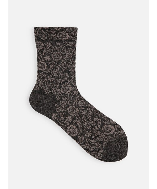 極細ラメクラシック花柄ソックス