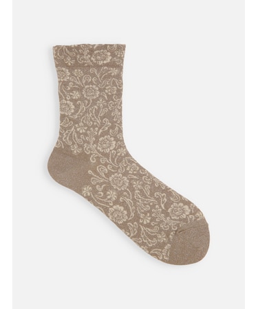 極細ラメクラシック花柄ソックス