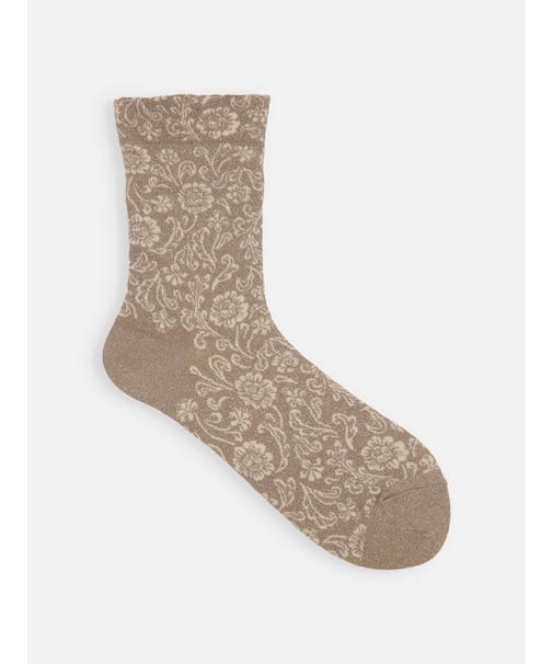 極細ラメクラシック花柄ソックス