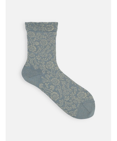 極細ラメクラシック花柄ソックス