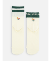 折り返しもできる2本ラインフラワー刺繍ソックス