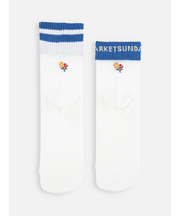 折り返しもできる2本ラインフラワー刺繍ソックス