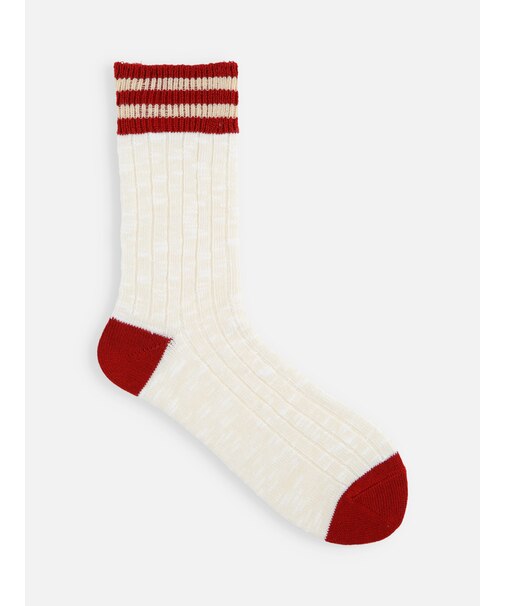 スラブmixラインミディ丈ソックス