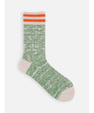 スラブmixラインミディ丈ソックス