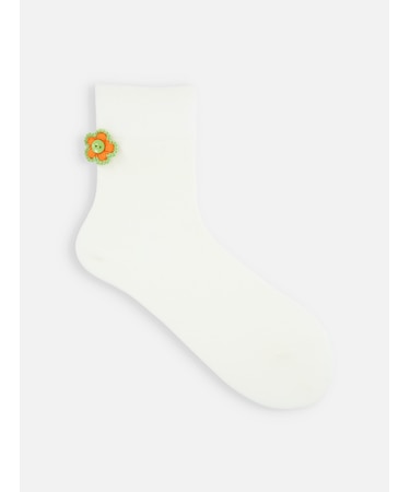 かぎ針編みフラワー付ショートソックス