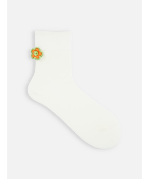 かぎ針編みフラワー付ショートソックス