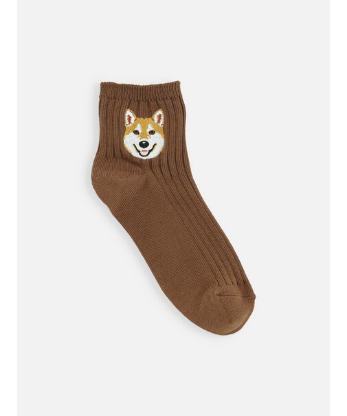 キッズ わんにゃん刺繍ショートソックス / 19-21?