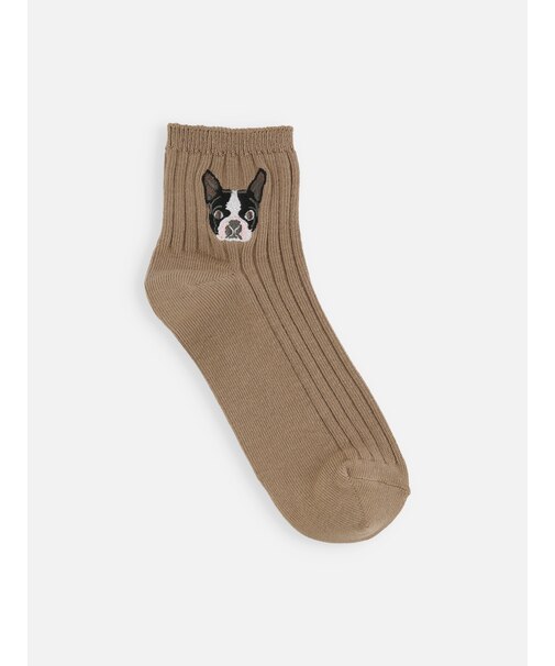 キッズ わんにゃん刺繍ショートソックス / 19-21?