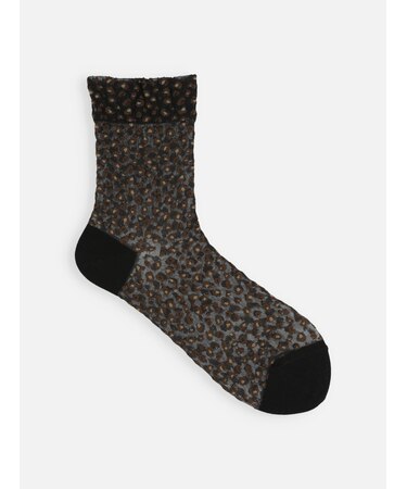 シアーヒョウ柄ソックス