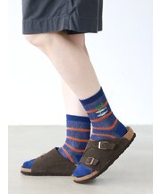 FISH?刺繍メッシュボーダーショートソックス