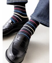 【Tabio MEN】ラメピンボーダーショートソックス
