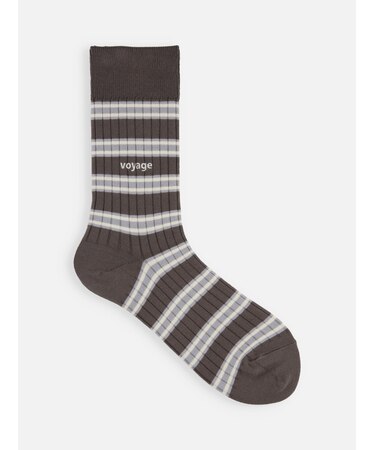 【Epyuk】ロゴ刺繍マルチボーダーリブソックス