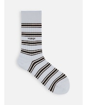【Epyuk】ロゴ刺繍マルチボーダーリブソックス