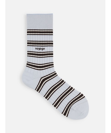 【Epyuk】ロゴ刺繍マルチボーダーリブソックス