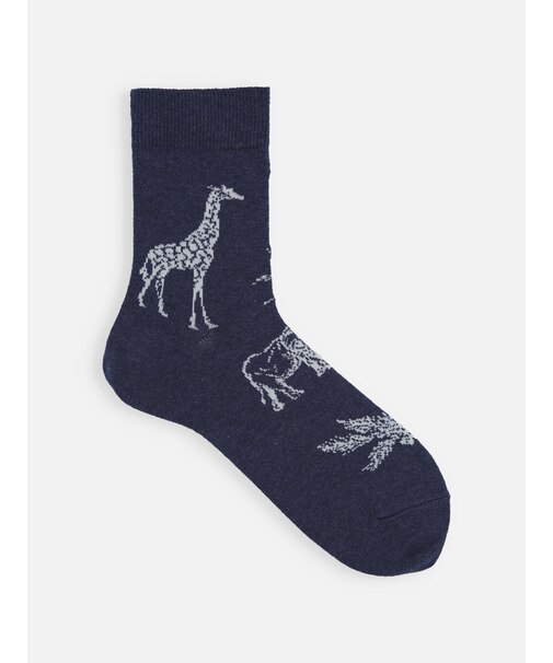 【Tabio MEN】綿麻動物柄ショートソックス