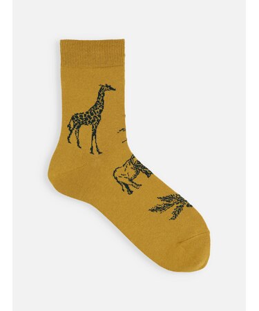 【Tabio MEN】綿麻動物柄ショートソックス