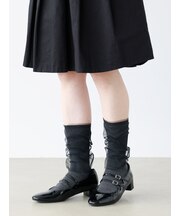 3WAY縫製チュールリブ無地ソックス