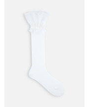 【Epyuk】レース付薄手リブハイソックス