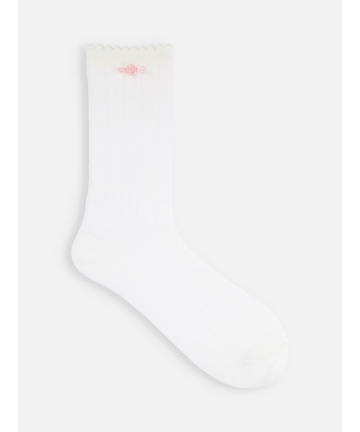【Epyuk】ローズ付薄手ソックス