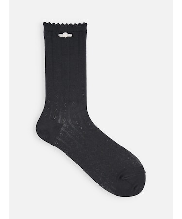 【Epyuk】ローズ付薄手ソックス