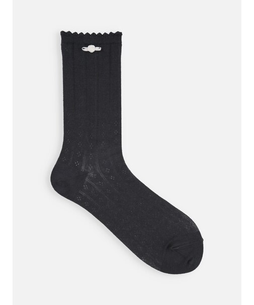 【Epyuk】ローズ付薄手ソックス