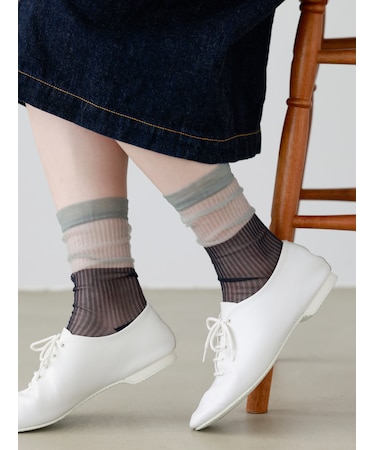 シアーバイカラーストライプソックス