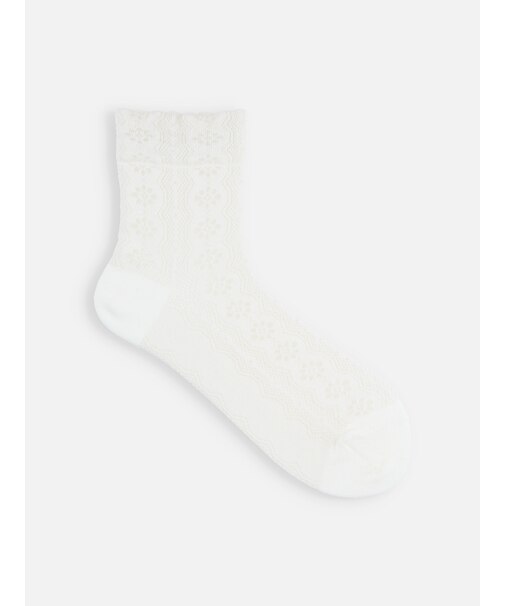 【履き口ゆったり】綿麻メッシュレースショートソックス