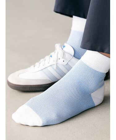 【Tabio MEN】消臭＋COOLMAX配色メッシュショートソックス