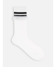 【さらっと快適】2本ラインチュールレースソックス