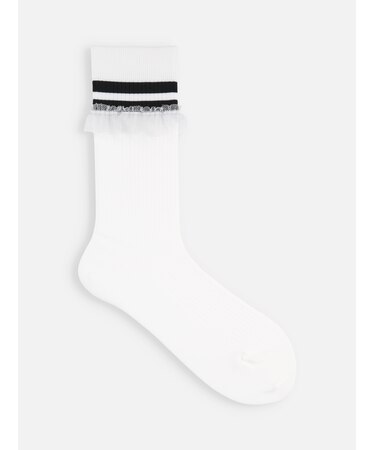 【さらっと快適】2本ラインチュールレースソックス