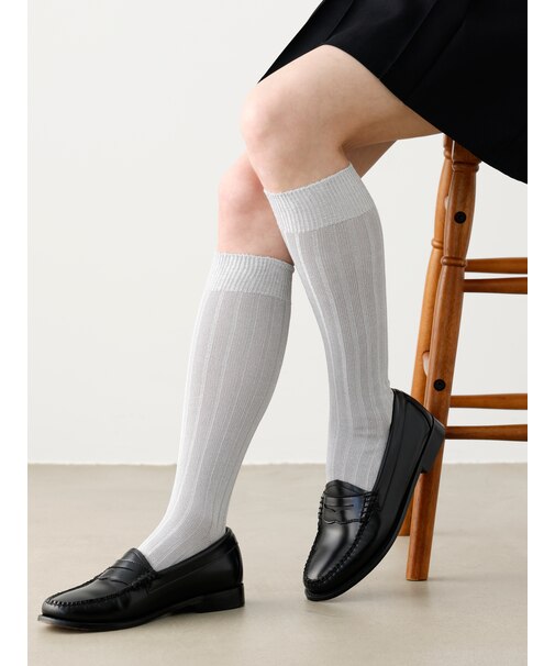 太リブラメミディ丈ソックス