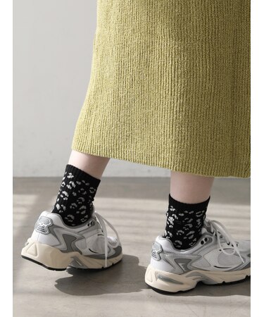 撥水アメリブヒョウ柄ショートソックス