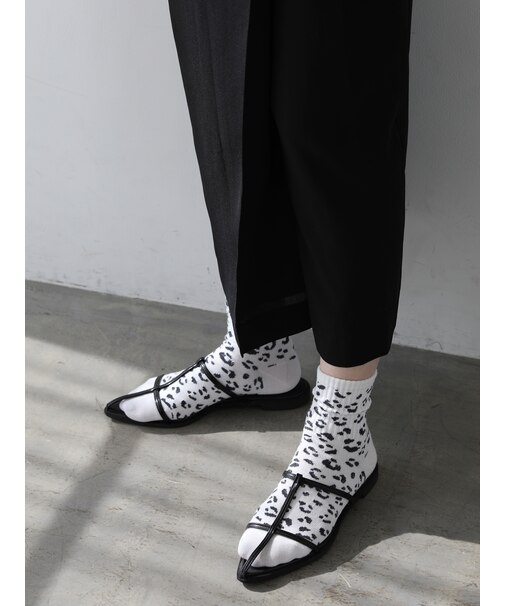 撥水アメリブヒョウ柄ショートソックス