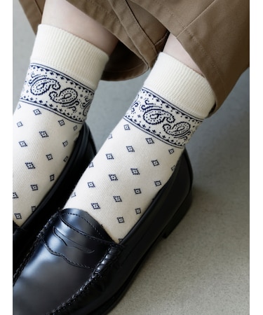 ペイズリー柄ショートソックス