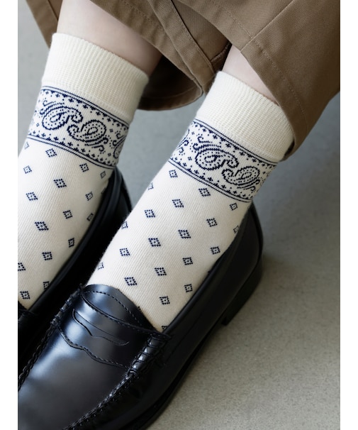 ペイズリー柄ショートソックス