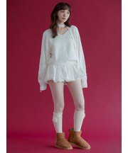 【Epyuk】毛混ざっくりニット風ハイソックス（コサージュ別売り）