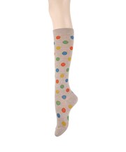 【キュットふっと】WEB限定 肌ざわりやさしく心地よい綿混着圧ドット柄ハイソックス