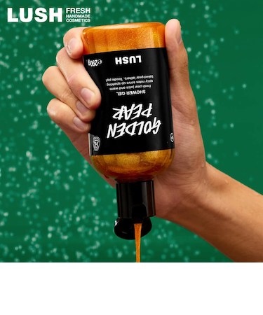 LUSH ゴールデンペアー シャワージェル クリスマス 限定 2025 ボディソープ 洋ナシ カルダモン 人気 かわいい ヴィーガン コスメ ラッシュ 公式
