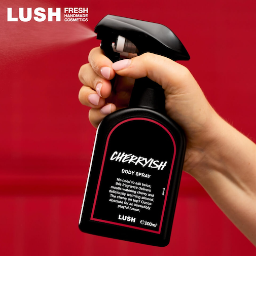 LUSH チェリッシュ ボディスプレークリスマス 限定 2025 フレグランス パフューム 香水 人気 かわいい ヴィーガン コスメ ラッシュ 公式