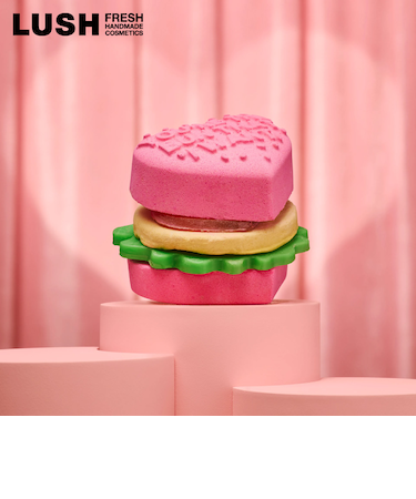 LUSHラブバーガー ギフト バスボム バブルバー 入浴剤 バレンタイン 2026 限定 泡風呂 ソープ かわいい ハンドメイド ヴィーガン 自然派 コスメ ラッシュ 公式