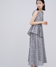 アシンメトリーフリルジャガードワンピース*